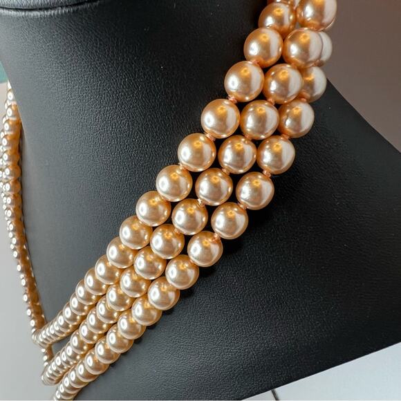 Joan Rivers Soft Peach Pearl Opera Length Necklace 74” - Picture 2 of 2